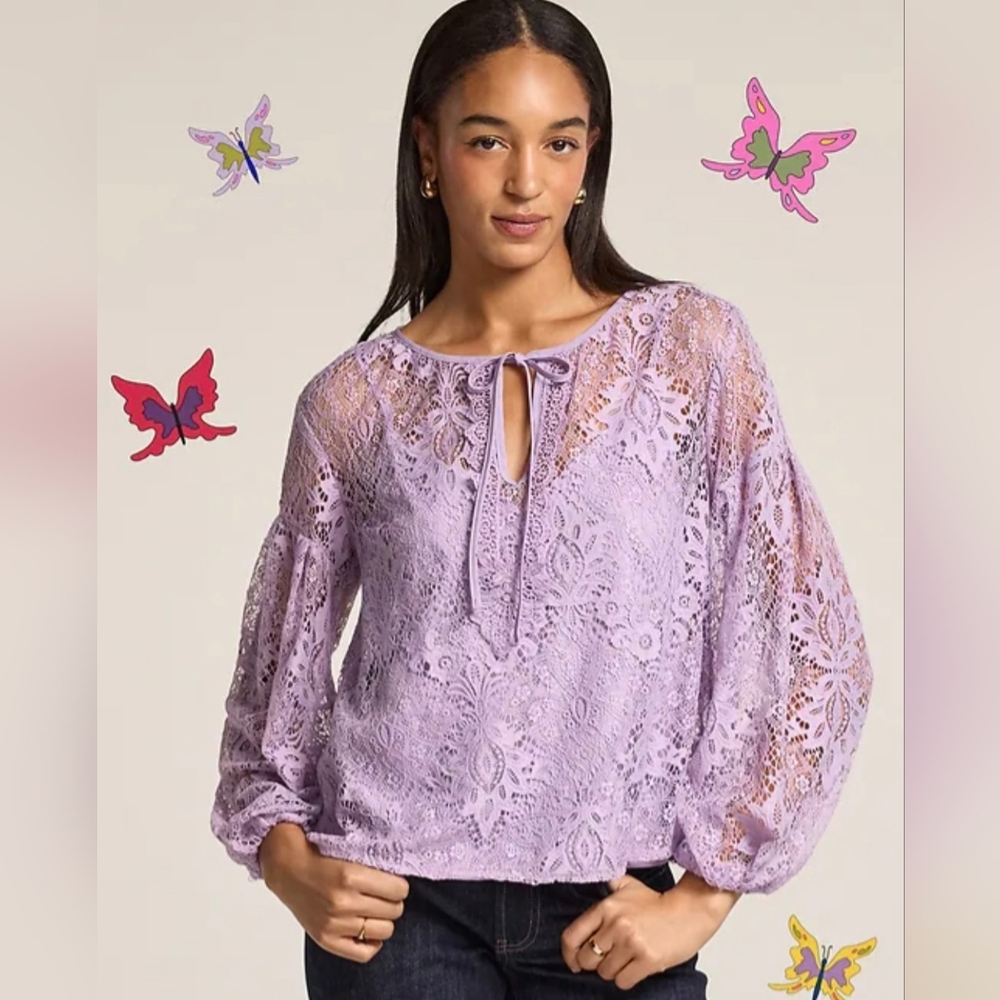 Old Navy X Anna Sui Lace Applique Lined Top Large
